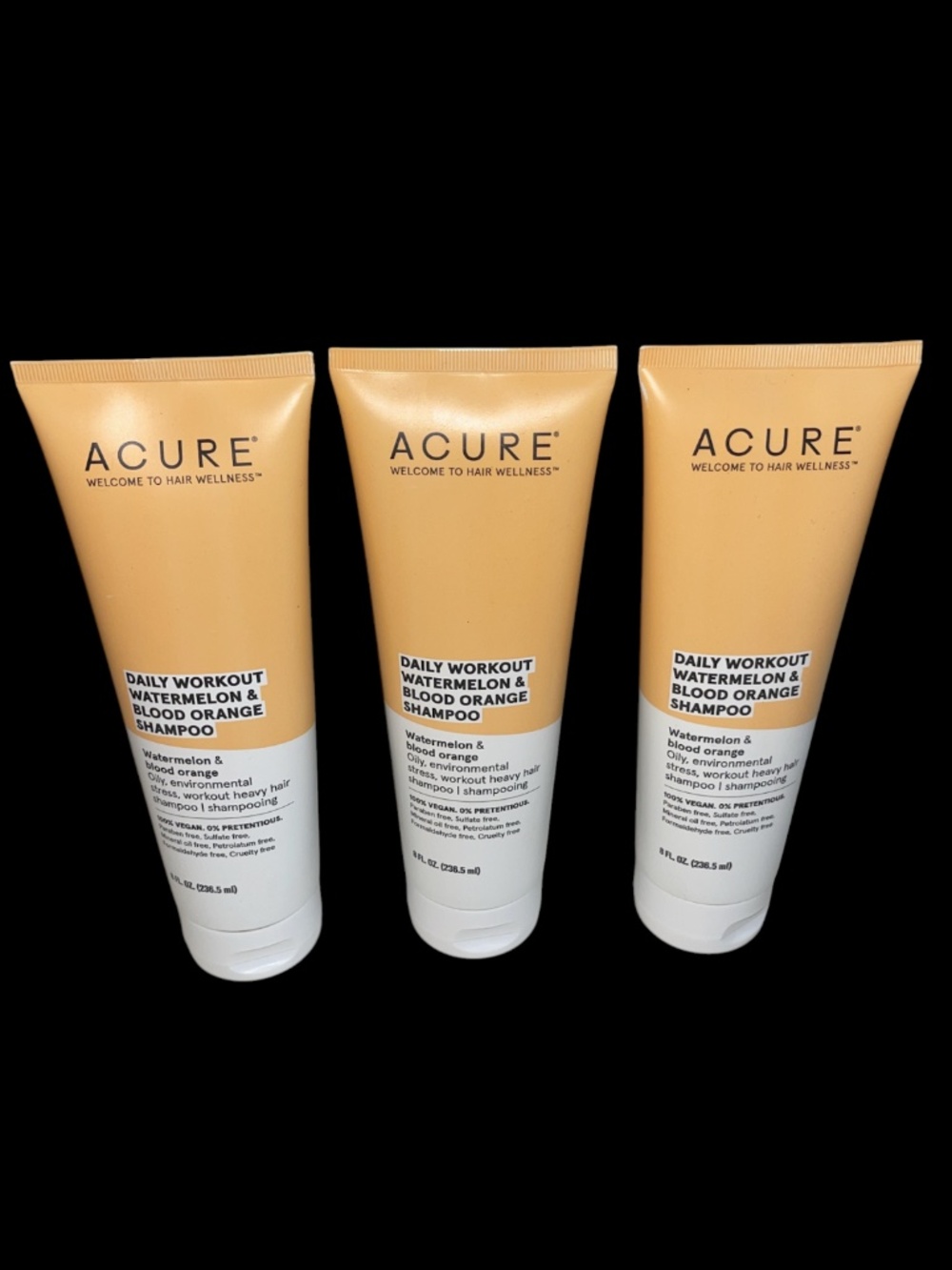 ACURE Daily Workout Watermelon & Blood Orange Shampoo Oily Hair 8 fl oz Lot of 3